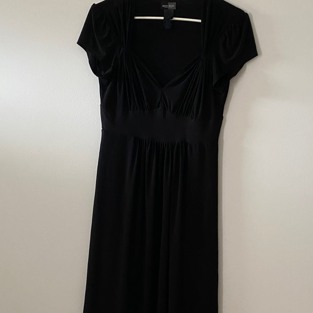 Bisou Bisou Black Empire-Waist Midi Dress with V-Neck